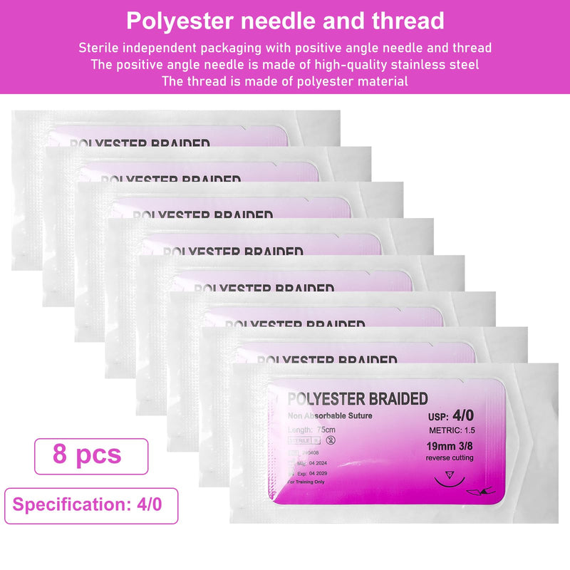 [AUSTRALIA] - Pack of 24 Suture Material with Exercise Needles, Refill Pack for Surgical Suture Set, Ideal Suture Exercise Thread for Students, Needle and Thread Set, Wound Suture Kit Addition, Ideal Suture 