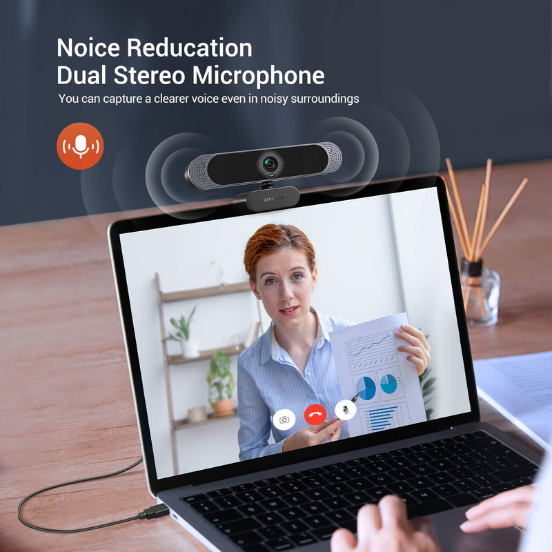 DEPSTECH 4K Webcam, DW49 HD 8MP Equipped with Sony Sensor Autofocus Webcam with Microphone, Privacy Cover, Plug Play USB Computer Web Camera for Pro Streaming/Online Teaching/Video Calling/Zoom/Skype | Privacy Cover, Plug Play USB Computer Web Camera f...