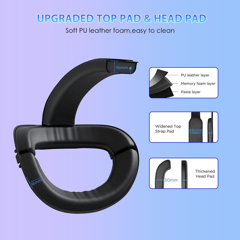 RGB Light Head Strap with 12000mAh Battery for Meta Quest 3/3s_Black | 18W Quick Charge for Extended 4-6 Playtime Comfortable Fit – Elite Replacement Strap with Balanced Weight Black-1