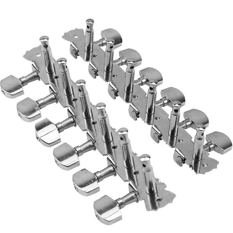 12 String Guitar Metal Tuning Pegs Machine Heads Tuning Keys 6R6L Tuners 1:14 Compatible with 12 String Acoustic Guitars Chrome Plated