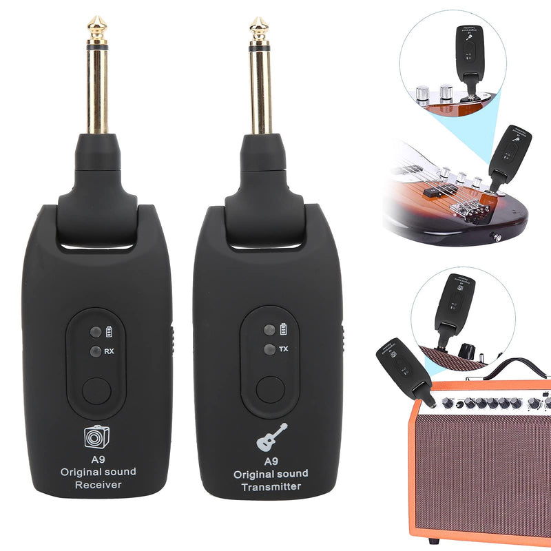 Guitar Transmitter Receiver,Guitar Musical Instrument Accessories, System USB Cable A9 2.4GHz (Black) Black