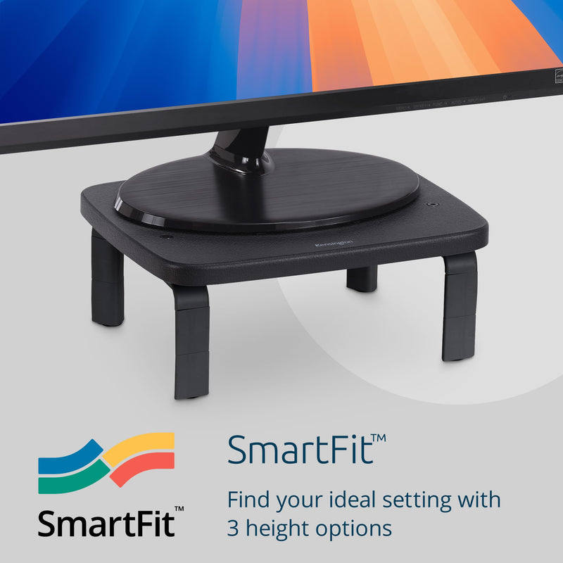 Kensington SmartFit Monitor Stand (K52785WW) Black | Adjustable ergonomic platform, raises monitor to eye level, reduces neck and back strain Low Profile