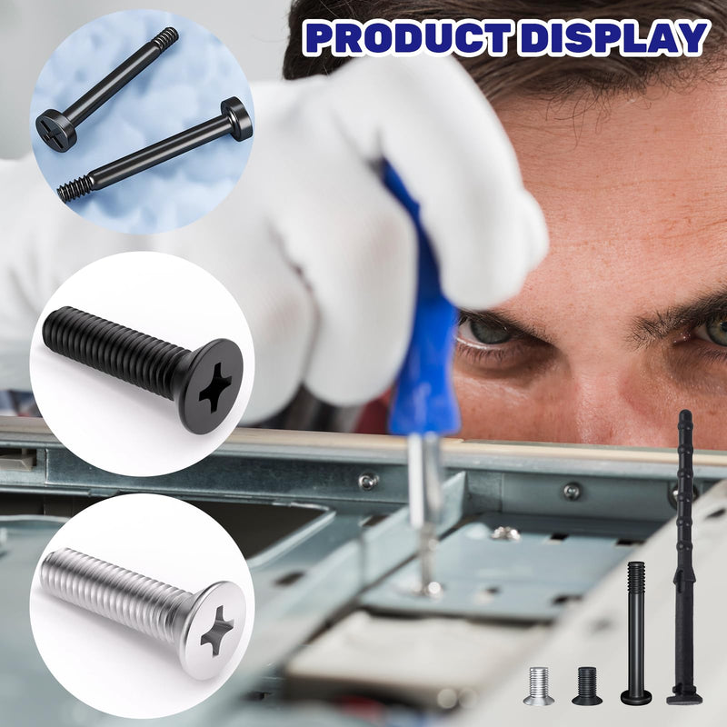 160Pcs PC Computer Case Cooling Fan Mount Screws Set, M5x10 Black and Silver Case Fan Mounting Screws and 65mm Soft Rubber Rivet, Laptops Computer Screw Kit