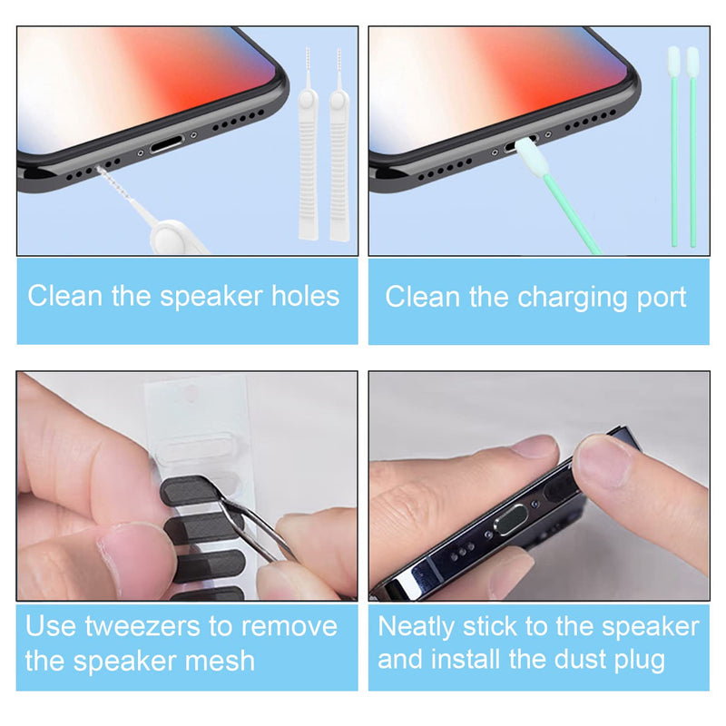iPhone Dust Plug Compatible with iPhone and AirPods, Lightning Port Plug Protector Charging Port Anti Dust Cover Includes Speaker Cover (Black) Black
