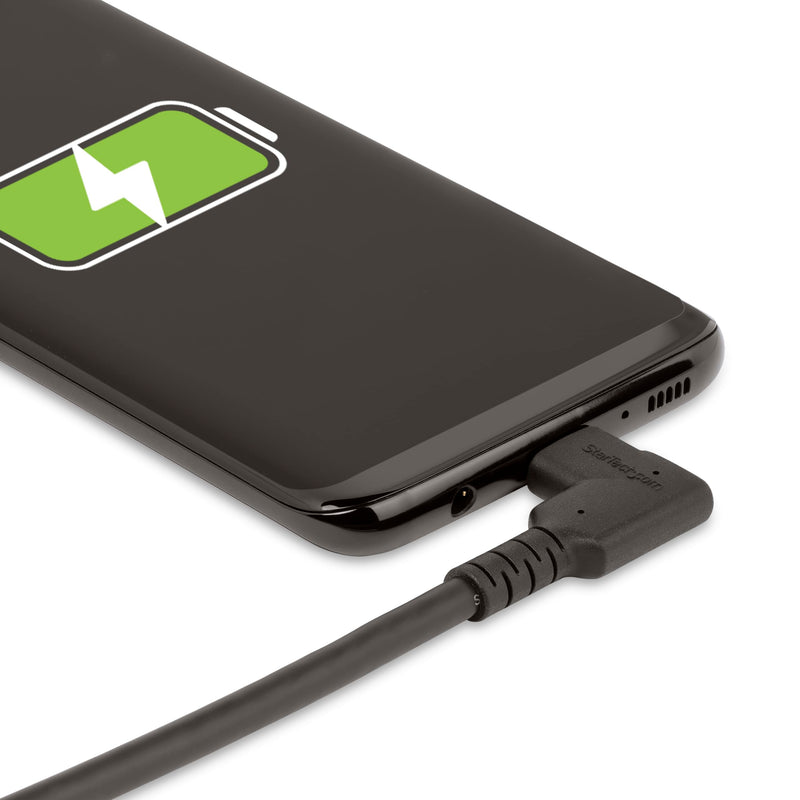 StarTech 1.6ft/50cm Right-Angled USB-C Cable, USB 10Gbps, 100W PD, Black | USB-C to USB-C, 8K 60Hz/4K 144Hz, Thunderbolt Compatible, Aramid Fiber, E-Marker