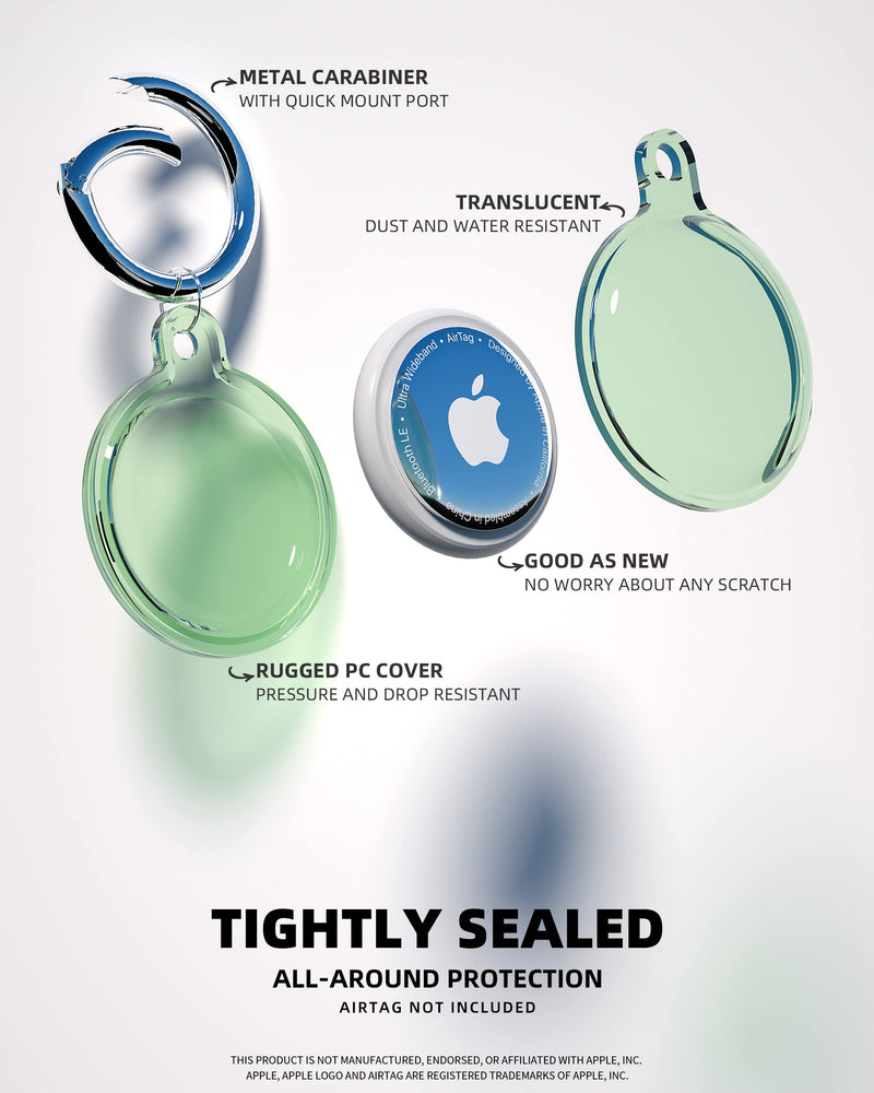 4 Pack Airtag Keychain Waterproof, Air Tag Holder for Apple Airtag GPS Tracker, Soft Full-Body Shockproof Apple Tag Case for Dog Cat Collar, Luggage, Keys (Purple, Green, Blue, Pink) Purple, Green, Blue, Pink