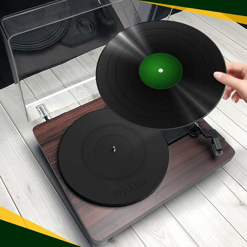 FrgMnt Turntable Platter Mat Black 12-inch Turntable Rubber Mat Silicone Design for Universal to All LP Vinyl Record Players (Black)