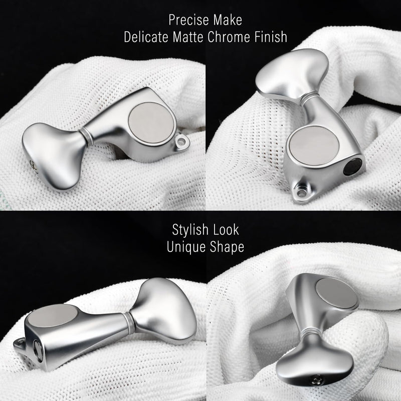 [AUSTRALIA] - FXJXB 21:1 Guitar Tuning Pegs 3x3 Standard Guitar Tuners Tuning Keys Replacement for Acoustic or Electric Guitars - Matte Chrome(3L+3R) 3L+3R MatteChrome 
