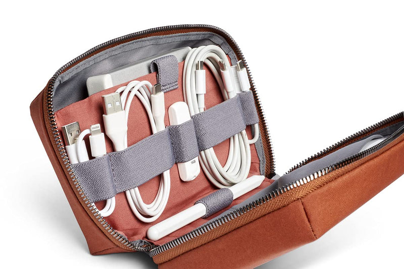 Bellroy Tech Kit (Tech Accessories Organizer Pouch, Zipper Closure Design, Stores Power Bank, Phone Charger, Cables & More, Internal) Bronze