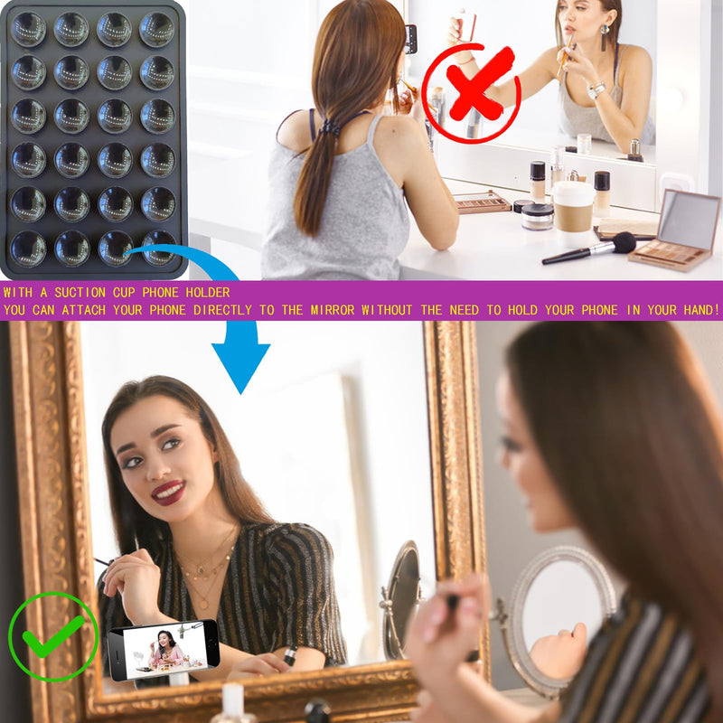 Suction Phone Case Mount, Adhesive Phone Accessories for iPhone and Android, Freely Fixed to Mirrors and Flat Surfaces Hands-Free Phone Holder, Tiktok Video and Selfies (Black) Black1