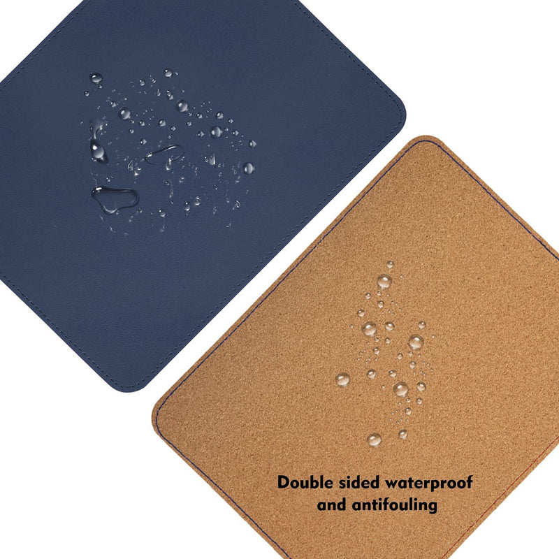 Leather Mouse Pad,Wood Mouse Pad,Double Side Mouse Pad,Stitched Edges,Waterproof Computer Mouse Pads for Laptop,Office & Home,1 Pack,8inch11inch,EAGZFFI (Blue) BLUE