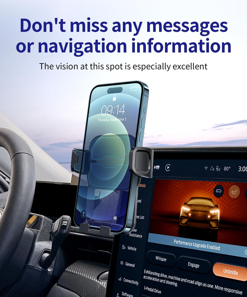 Auto Clamp Car Phone Holder for Ford Mustang Mach-E 2021-2026, 15.5" Screen | Universal Mechanical Clip Cell Phone Mount Accessories Fit iPhone Android,Automobile Cradle GPS Dashboard Navigation Bracket