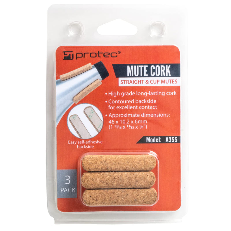 Protec Model A355 Mute Replacement Cork (3-Pack), 46 x 10.2 x 6mm 46 x 10 x 6mm