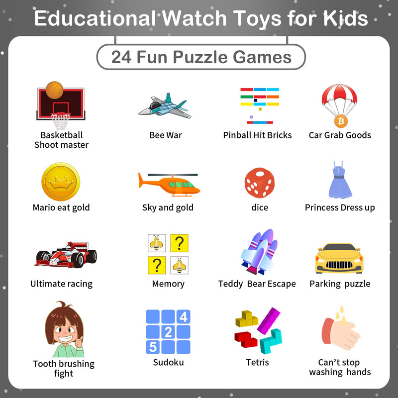 Phyulls Kids Smart Watch Gifts for Boys and Girls Age 3-12, HD Touch Screen Watches with Camera Video Alarm Music Pedometer Flashlight 12/24 hr Educational Toys Birthday Gifts for Kids