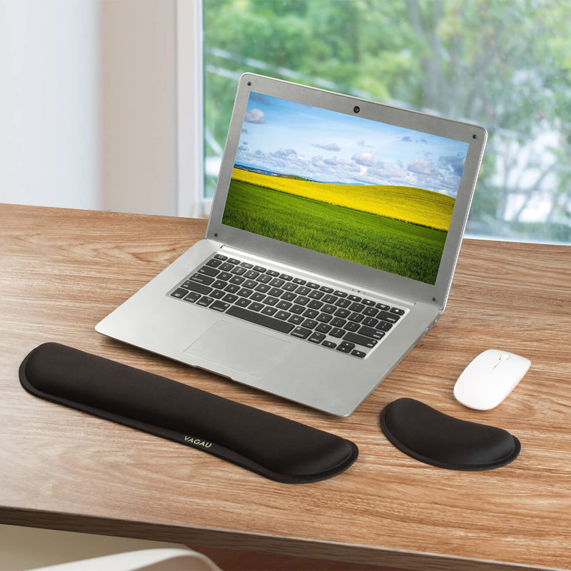 VAGAU Premium Memory Foam Keyboard and Mouse Wrist Rest Pads Set- for Comfortable Typing &Wrist Pain Relief(Pack of 2) Wider