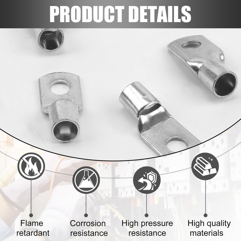 [AUSTRALIA] - Pack of 10 Tube Cable Lugs 50 mm² M8 Uninsulated SC Cable Connector Cable Lugs Ring Terminals 