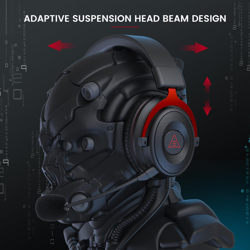 [AUSTRALIA] - EKSA E900 Gaming Headset with Microphone - PC Headset with Detachable Noise Canceling Mic, 3D Surround Sound, Wired Headphone for PS4, PS5, Xbox, Computer, Laptop, Switch, Handheld (3.5MM Jack) Red 