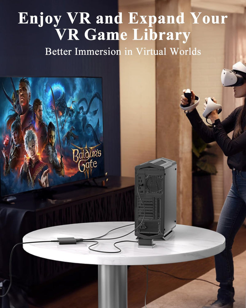 [AUSTRALIA] - PC Adapter for VR2 Headset, VR2 to PC Converter for SteamVR Gaming on Windows, Stable Signal with Durable Aluminum Alloy Housing 