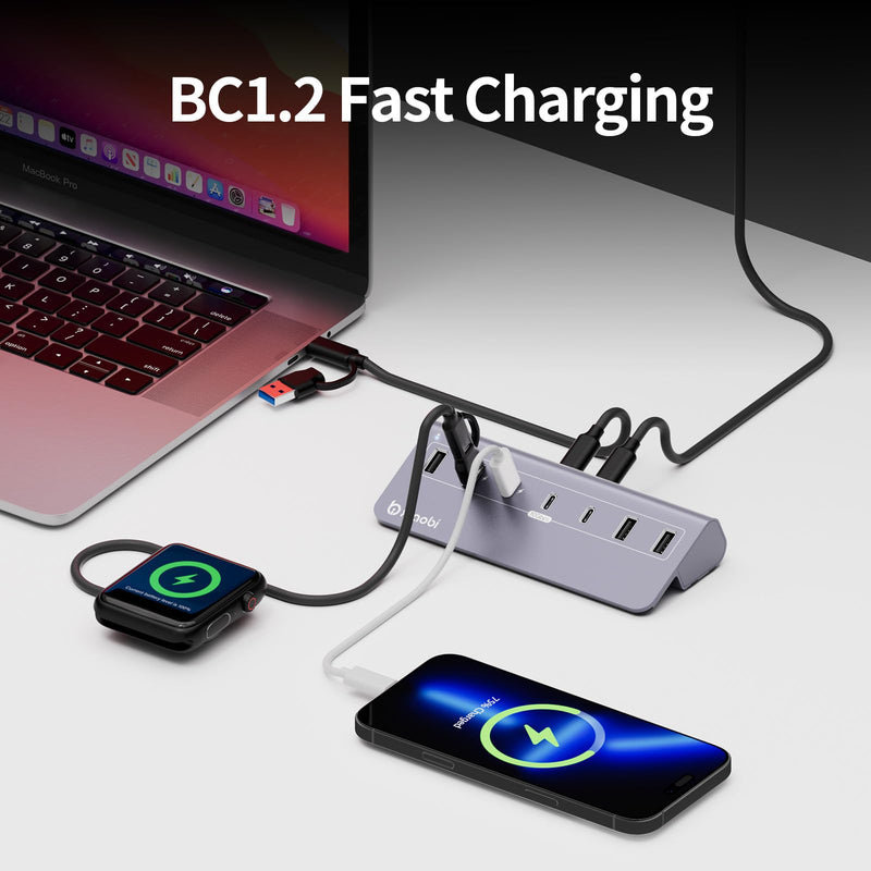 Powered USB Hub with 5V 3A Power Adapter and NVMe SSD Enclosure