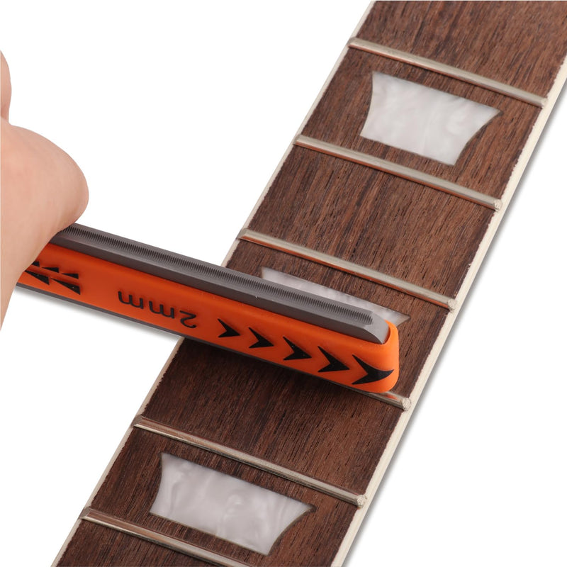 Metallor Guitar Fret Crowning Files Dual Sized Compact Fret Dressing File for Standard Guitar Frets with Coarse and Fine Cutting Edges Rubber Grip Guitar Luthiers Tools Repair Tools. (2mm-Medium) 2mm-Medium