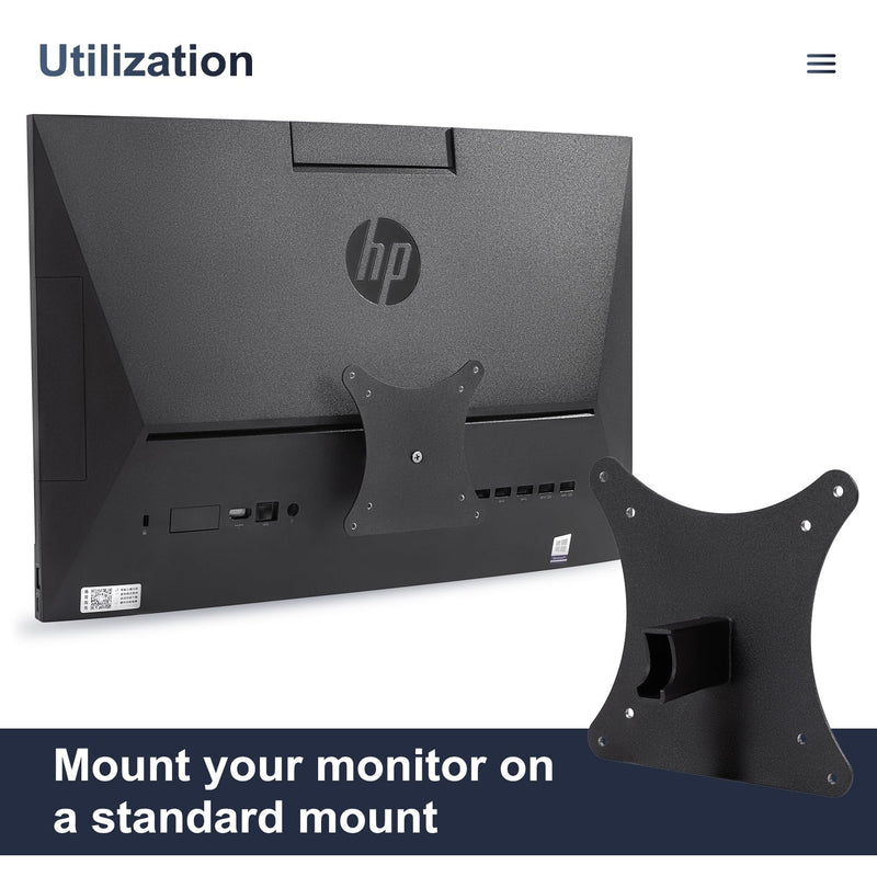Monitor Arm/Mount VESA Bracket Adapter Compatible with HP All-in-One PC (ProOne 400 G6) 100 * 100mm 75 * 75mm black