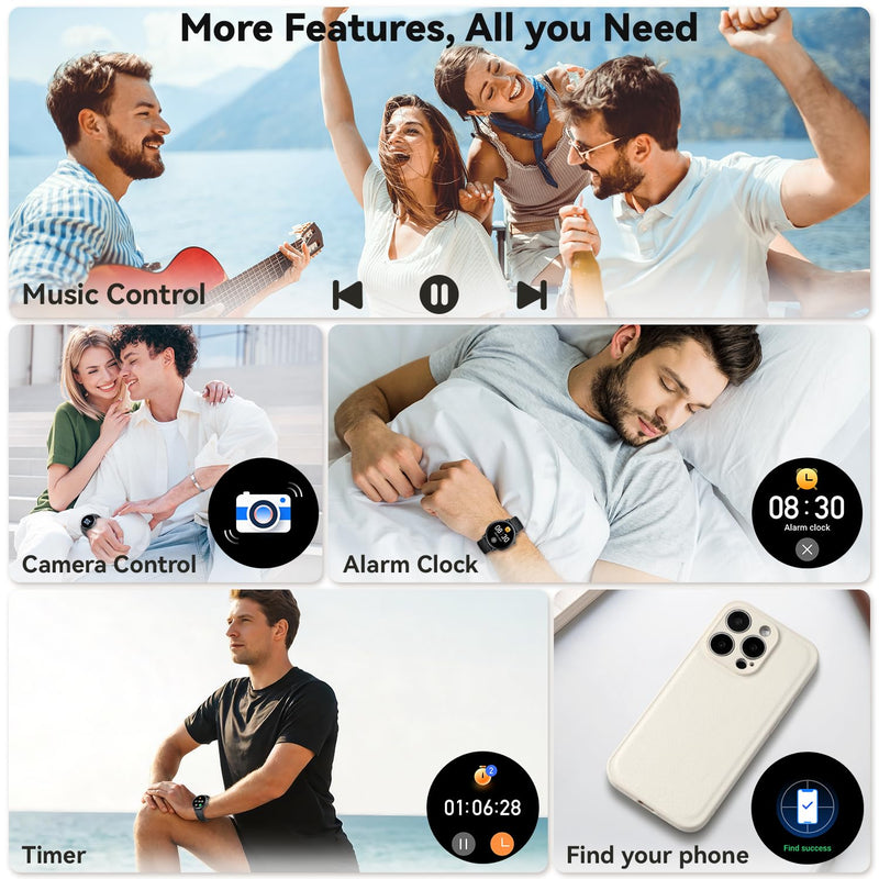 Smart Watch for Women Samsung iPhone Compatible: 1.32" AMOLED Smartwatch for Android Phones (Answer/Make) Fitness Tracker Heart Rate/Sleep/SpO2 Monitor Watches for Women IP68 Waterproof 130+Sport Mode Black