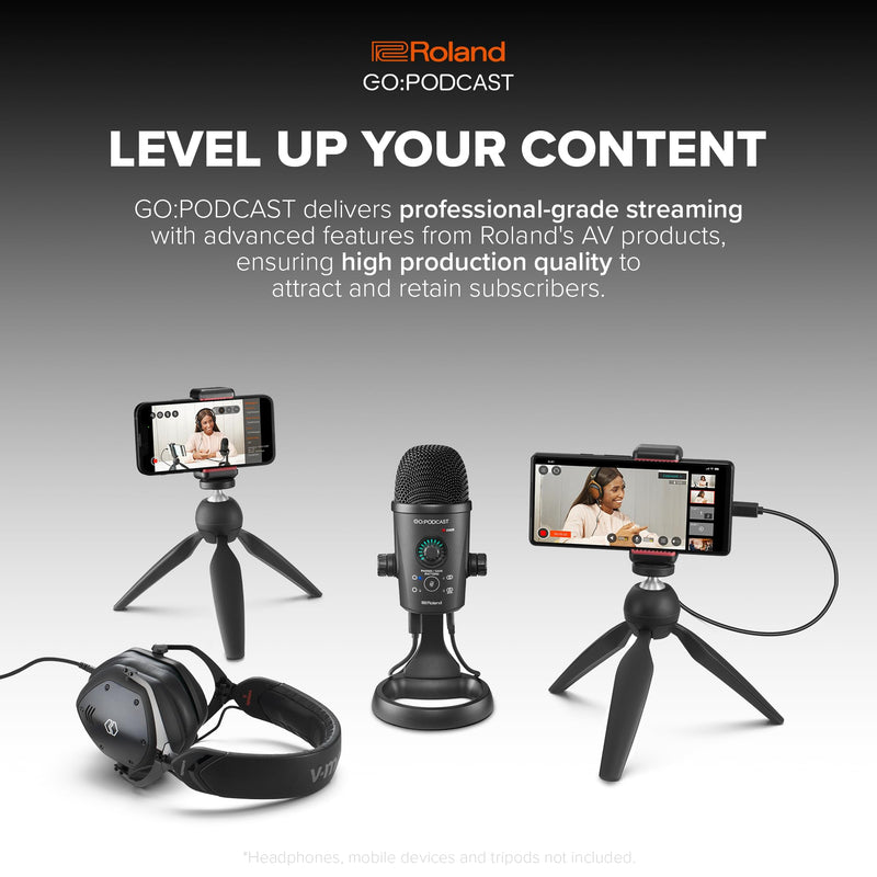 [AUSTRALIA] - Roland GO:Podcast Video Podcasting Studio for Smartphones | Livestreaming System for Podcasters, Vloggers & More | Intuitive Video App | USB Microphone | Four Polar Patterns 