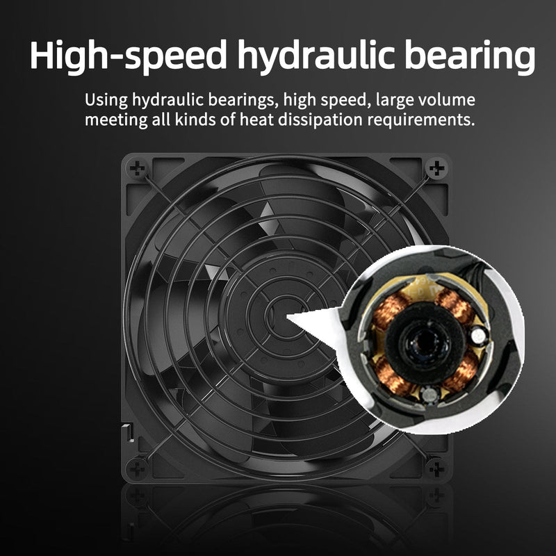 Computer Fan with AC Plug, 120mm Fan Variable Speed Axial Muffin PC Fan with Controller, 220V Small Exhaust Fan, 12V Computer Fans, Case Cooling for PC, Server, Cabinet, Router, Receiver (1 Pack)