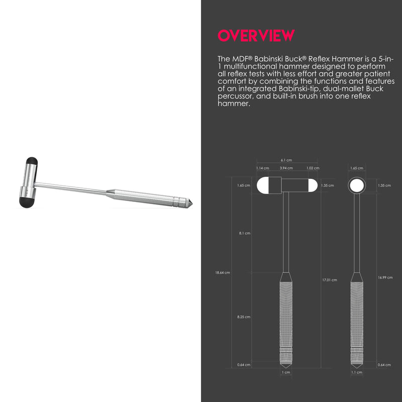 MDF Instruments Buck Neurological Hammer - Free-Parts-for-Life & Lifetime Warranty (MDF515) (Black (Noir)) Black (Noirnoir)