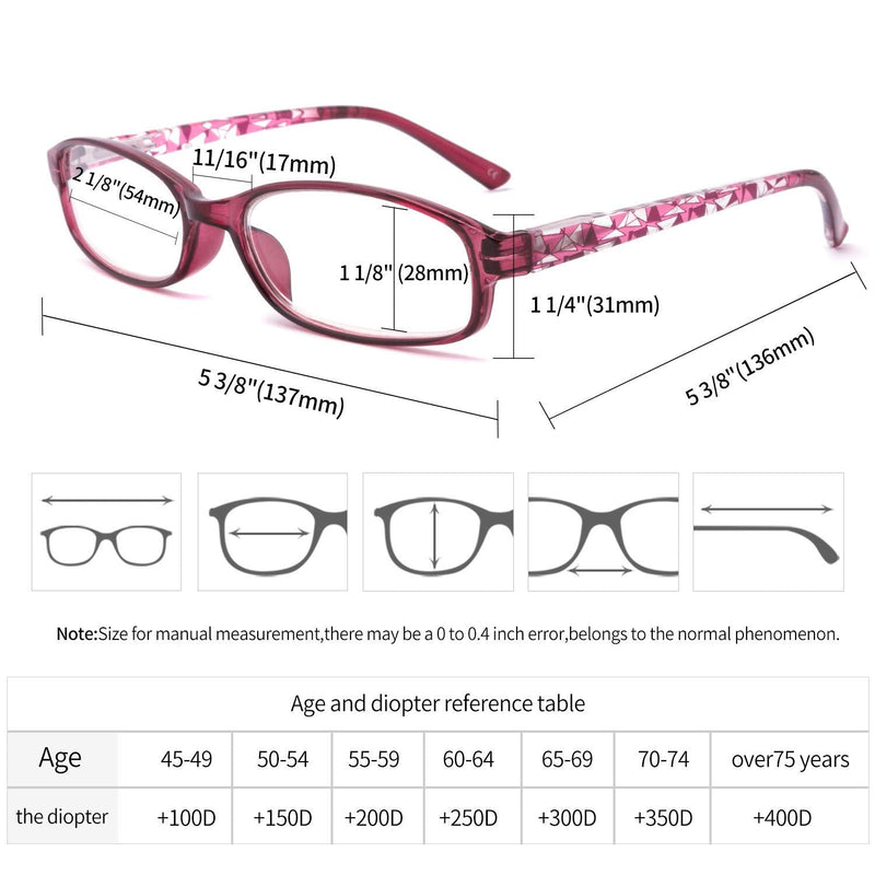IVNUOYI 6 Pack Reading Glasses Blue Light Blocking,Fashion Ladies Spring Hinge Readers with Pattern Print,Anti Glare UV Eyeglasses for Women 2.5 6 Pack Mix Color 2.5 x