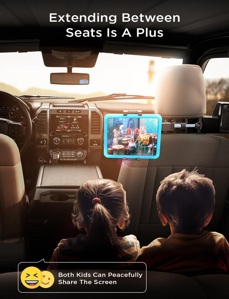 LISEN Tablet iPad Car Holder Back Seat - Stretchable Tablet Holder for Car Headrest, Road Trip Must Haves Tablet iPad Car Mount Car Accessories