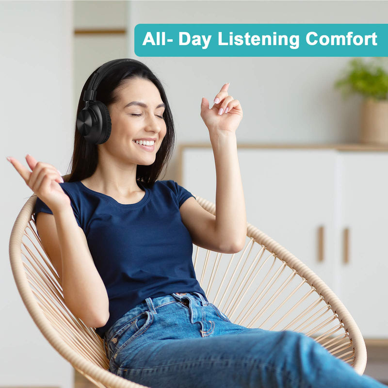 Bluetooth 5.0 Over- Ear Wireless Headphones 30 Hours Battery, FM Radio, MP3 Player, Micro SD/TF with 40mm Deep Bass Drivers, Premium Microphone Built-in Headset, Foldable, Comfortable, Mowing