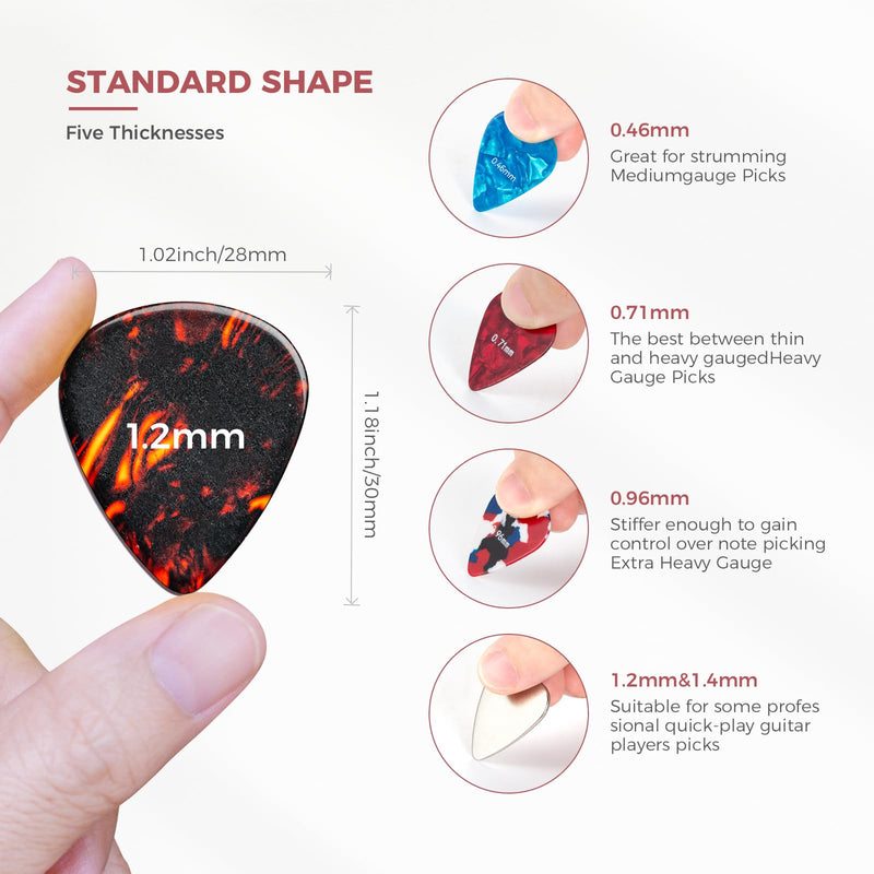 41PCS Guitar Picks Rechargeable Guitar Tuner Clip on Chromatic Digital Tuner Acoustic Guitar Accessories Kit for Guitars Violin, Ukulele, Bass
