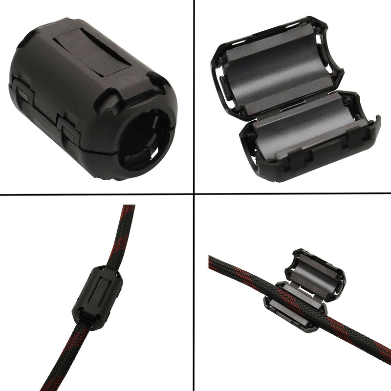 15Pcs 7mm Clip-on Ferrite Ring Core RFI EMI Noise Suppressor Cable Clip for Telephones Tvs Speakers Radio Audio Equipment Noise Suppressor Video Cable Power Cord
