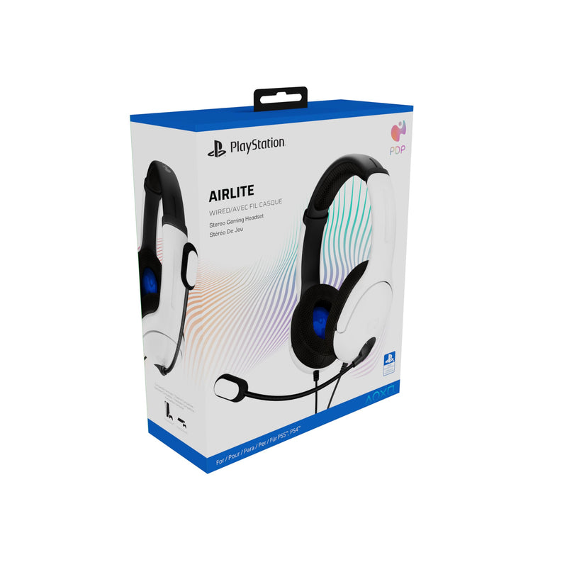 PDP AIRLITE Wired Stereo Gaming Playstation Headset with Noise Cancelling Boom Microphone: PS5/PS4/PS3/PC (Frost White) Frost White