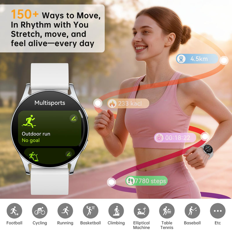 Smart Watch for Women Men with GPT, 1.32" AMOLED Fitness Tracker with Heart Rate/Sleep/SpO2 Monitor, Waterproof Smartwatch for Android/iPhone Phones