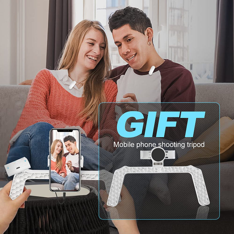 LENSGO 318C II 2.4GHz Dual Clip on Wireless Lavalier Microphone for DSLR/SLR Camera Camcorder iPhone Android Rechargeable Lapel Mic for Video Recording Interview TikTok YouTube Live Streaming -B