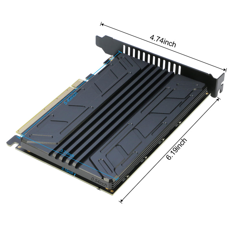 [AUSTRALIA] - Quad NVMe PCIe Adapter, RIITOP 4-Port NVMe to PCI-e 4.0/3.0 x16 Expand Controller Card with Heatsink for 2280/2260/2242/2230 M.2 NVMe SSD (PCI-e Bifurcation Required) 
