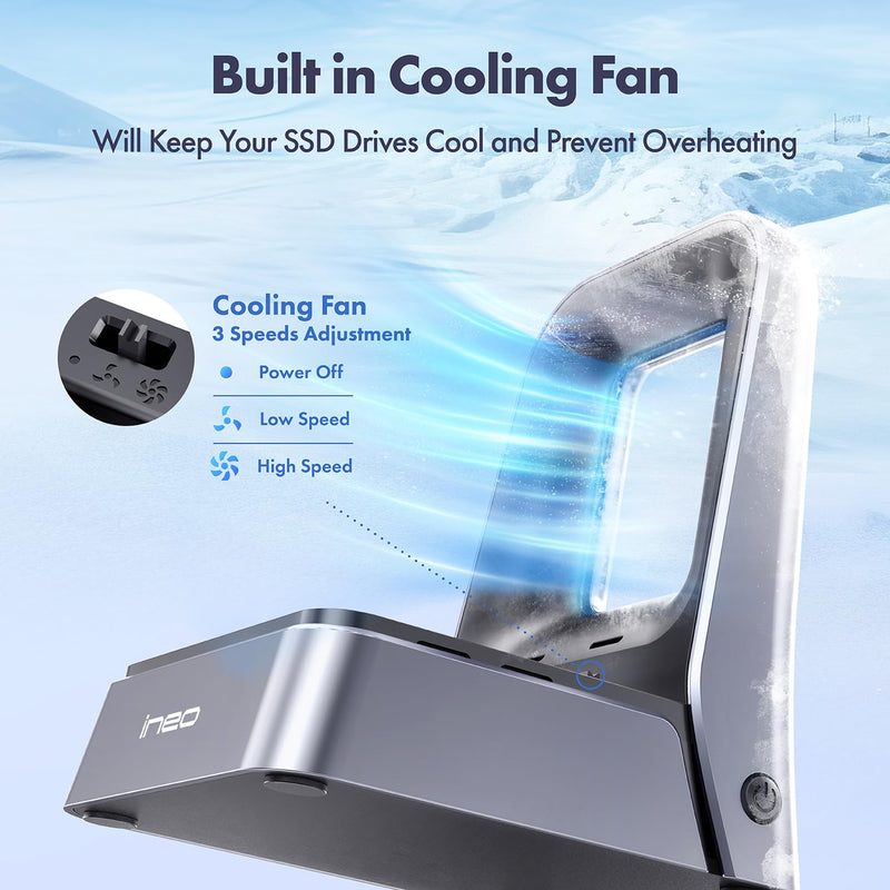 ineo Tool-Free USB 4.0 M.2 NVMe SSD Docking with Built-in Cooling Fan - Compatible with Thunderbolt 3/4 & USB 4/3/2 [2628 40G]