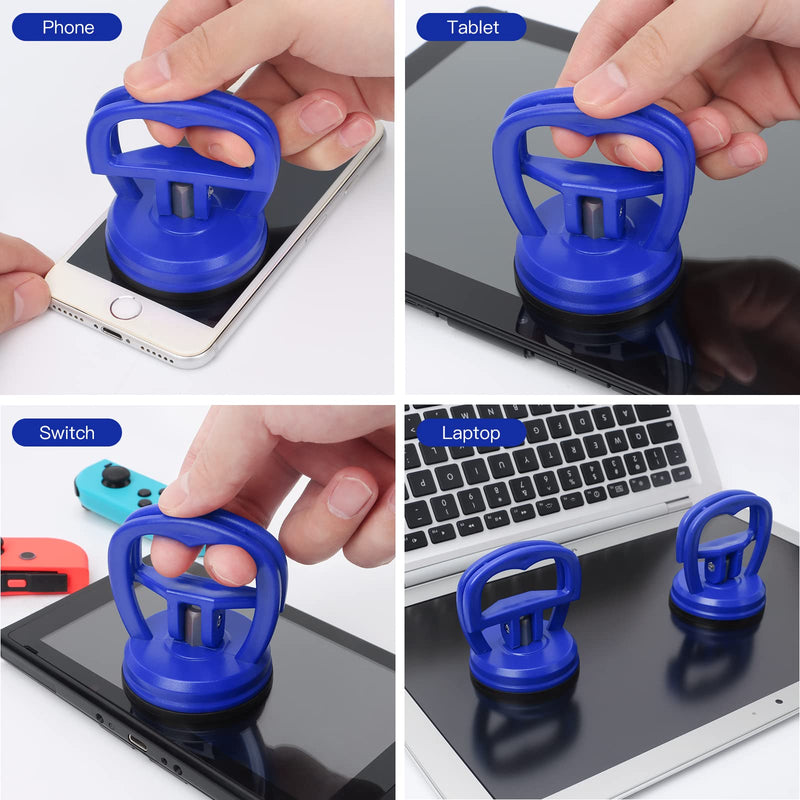 STREBITO Suction Cups Heavy-Duty 2 Pieces Screen Suction Cups Tool for iMac, iPhone, MacBook, iPad, TV, Phone, Laptop, Computer, Tablet, LCD Screen Remover, Small Dent Puller Blue