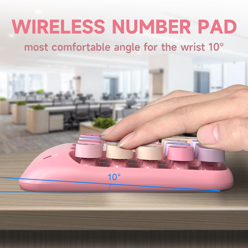 [AUSTRALIA] - MOFII Wireless Number Pads - Pink Numeric Keypad 18 Keys USB 2.4G Round Keycap Colorful Extensions Keypads, Financial Accounting Portable Numpad 10 Key for Laptop/PC/Notebook/Surface Pro 