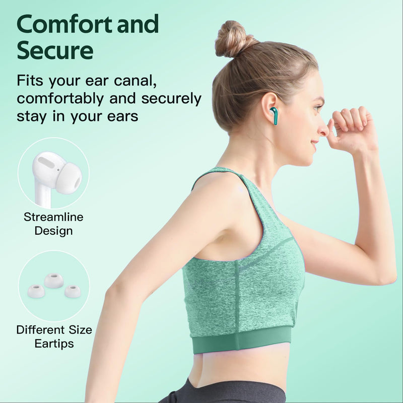TAGRY 2 Sets X08 Black and Forest Green Bluetooth Headphones True Wireless Earbuds 60H Playback Ear Buds with Wireless Charging Case in-Ear Earbuds with Mic