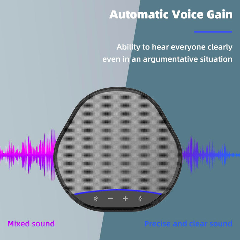 Conference Speaker and Microphone, USB Speakerphone Built-in AI Noise Reduction Mic, 360° Voice Pickup Echo Cancellation Conference Microphone with 5W Speaker and Touch Control Mute