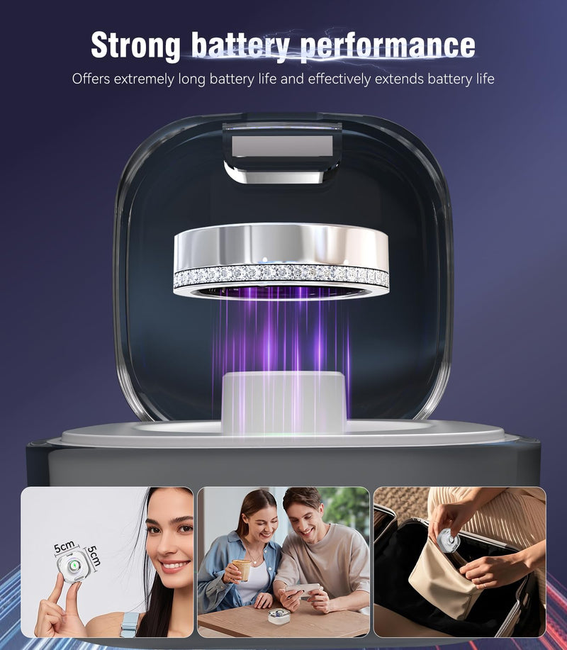 10 Gen Diamond Smart Ring and Wireless Charging Case【Industry Ranking No.1 – 0 Measurement Error】 2026 Smart Ring for Women & Men for Sleep Tracking Wearable Device,Fitness Ring 8#