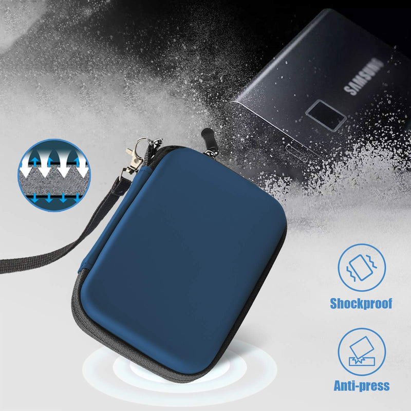 ProCase Hard Carrying Case Compatible for Samsung T7 / T7 Touch Portable SSD with Silicone Cover, Shockproof Storage Travel Organizer for T7 Touch Portable 500GB 1TB 2TB USB Solid State Drives -Navy Navy