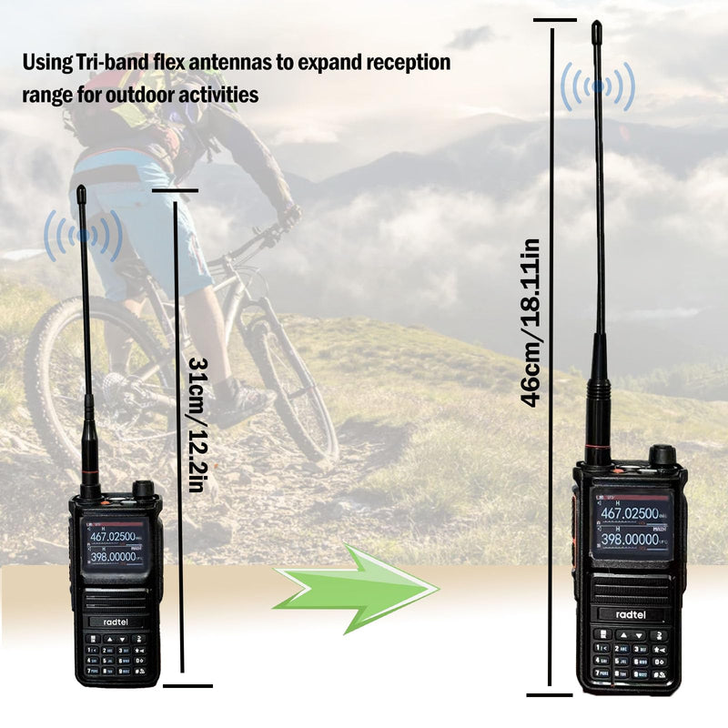Radtel Tri-Band Flex Antenna RHD-771S 144//220/430Mhz 35cm/13.7inch SMA Female Foldable Soft Antenna Compatible with Baofeng/Kenwood/Radtel RT-900 RT-470X RT-890 RT-730 RT-4D Radios