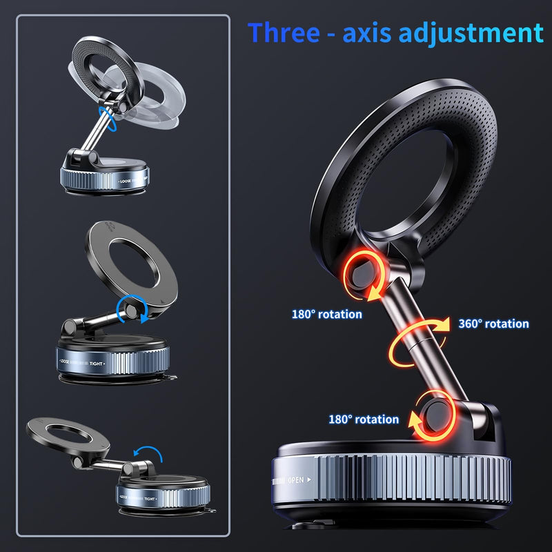 Car Phone Holder for MagSafe, 360° Adjustable Magnetic Phone Holder | Vacuum Suction Cup Phone Mount for Car Dashboard/Windshield, Car Mount for iPhone 17/16/15/14/13/12 Series,Samsung, Android