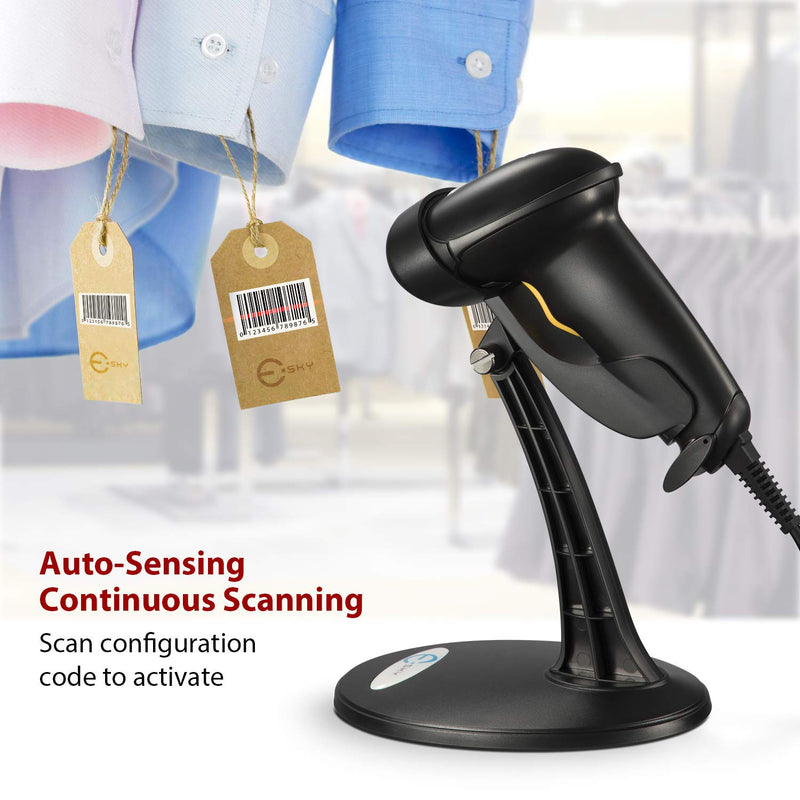 [AUSTRALIA] - Esky Barcode Scanner with Stand, Wired Handheld Bar Code Scanner with Adjustable Stand, Automatic 1D USB Laser Scanner Support Windows/Mac/Linux for Store, Supermarket, Warehouse, Library 1 Pack 