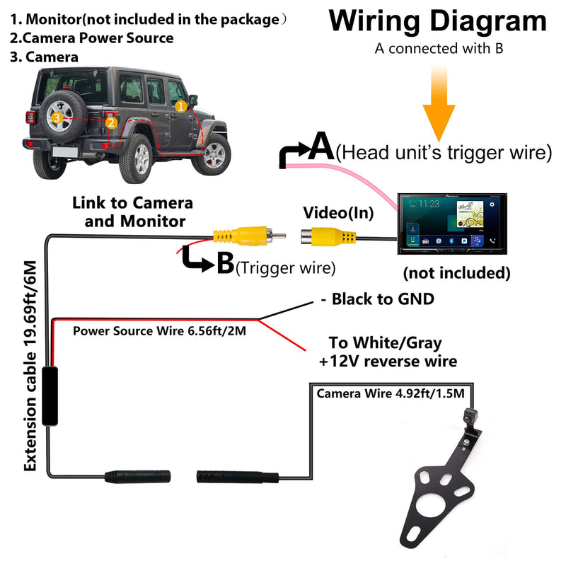 NATIKA Backup Camera for 2007-2018 Jeep Wrangler JK: Starlight Night Vision 720P AHD and TVI Waterproof HD Spare Tire Mount Backup Reverse Rear View Camera for Jeep Wrangler JK 2007-2018