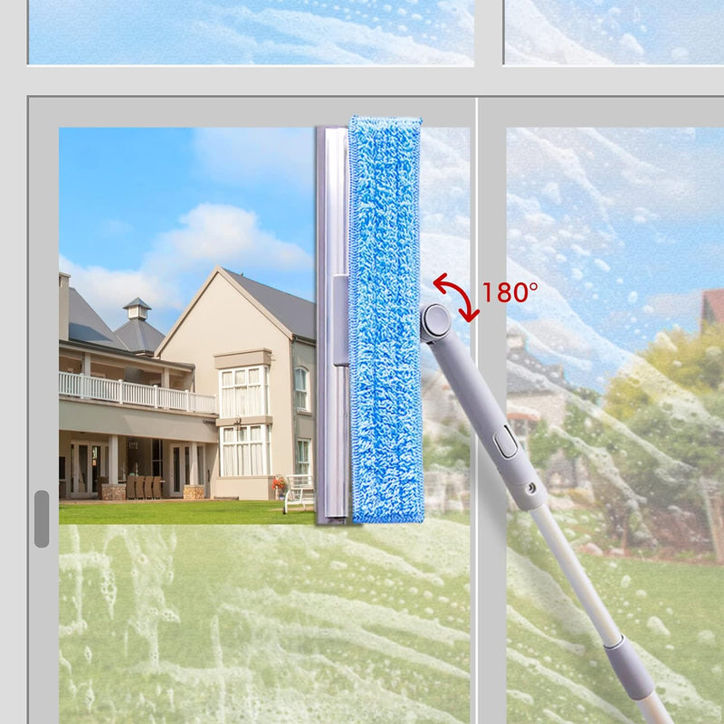 [AUSTRALIA] - New Spong 2-in-1 Multi-Purpose Glass Cleaning Squeegee Wiper Dual Side Blade Rubber & Sponge 10” with Extendable Handle 